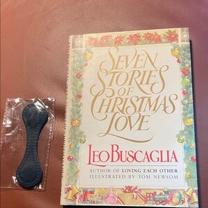 Seven Stories of Christmas Love by Leo Buscaglia & Leather Magnetic Book Marker